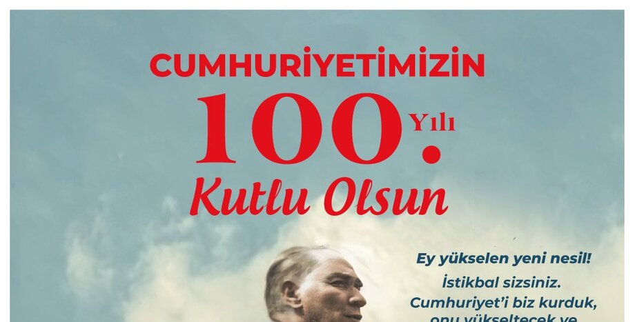 Tarihte emperyalizme karşı verilmiş en onurlu savaşın nişanı, halkın egemenliğinin ve bağımsızlığımızın yıkılmaz temeli, kimsesizlerin kimsesi Cumhuriyetimizin 100. yılı kutlu olsun! Aziz vatanın her bir karışını canının üstünde tutan başta Ulu Önder Mustafa Kemal Atatürk ve silah arkadaşları olmak üzere tüm şehit ve gazilerimizi saygı ve minnetle anıyorum. Umut dolu nice yüz yıllara! Çok yaşa Cumhuriyet!