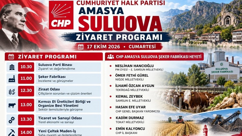CHP Amasya Şeker Fabrikası heyeti,Suluova Şeker Fabrikası kapanıyor mu,CHP Suluova ziyaret programı
