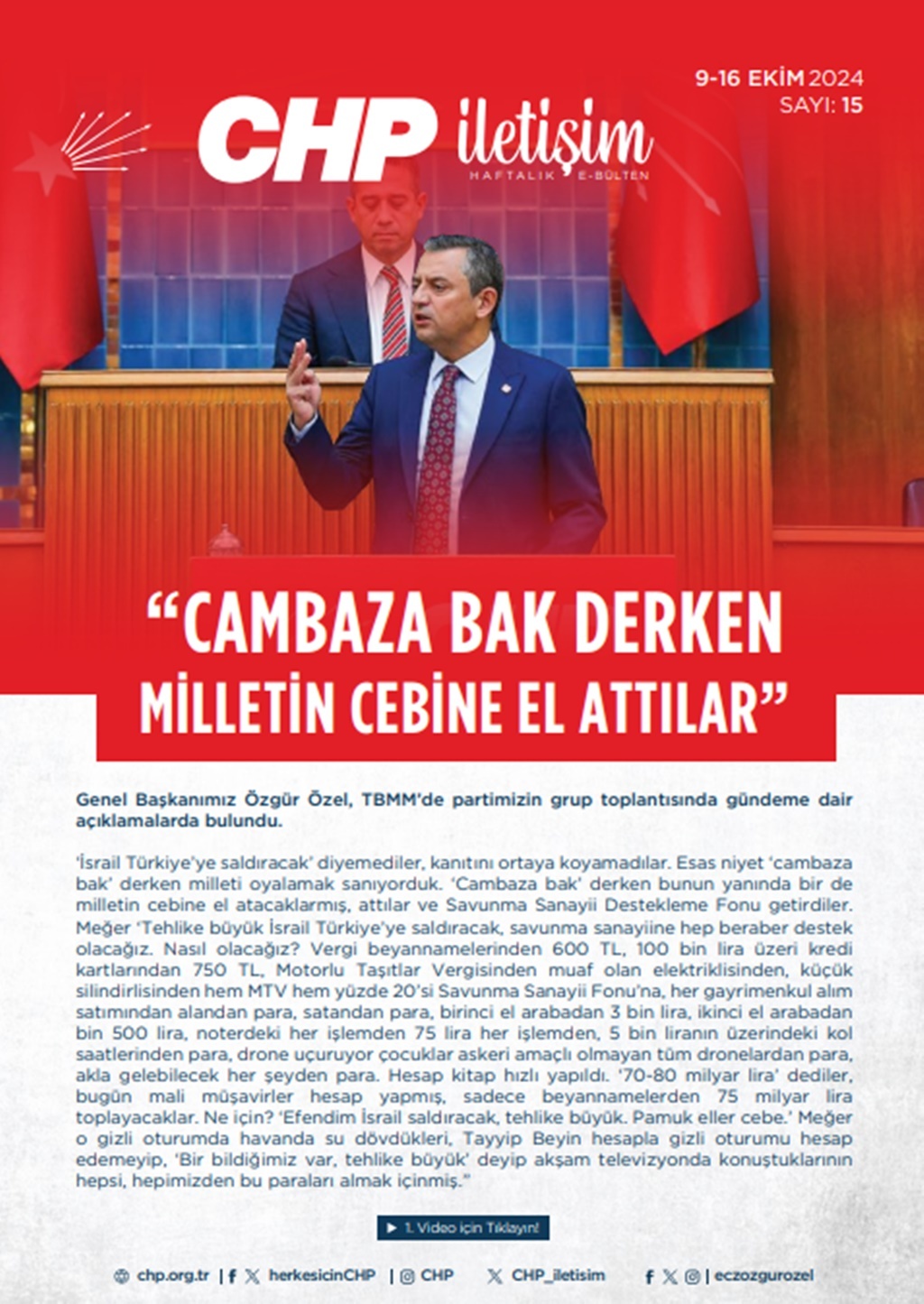 CHP İletişim Haftalık E-Bülten Sayı 15