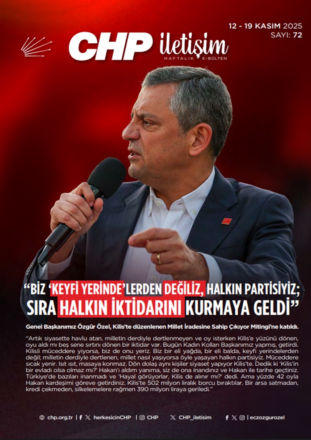 CHP İletişim Haftalık E-Bülten Sayı 72