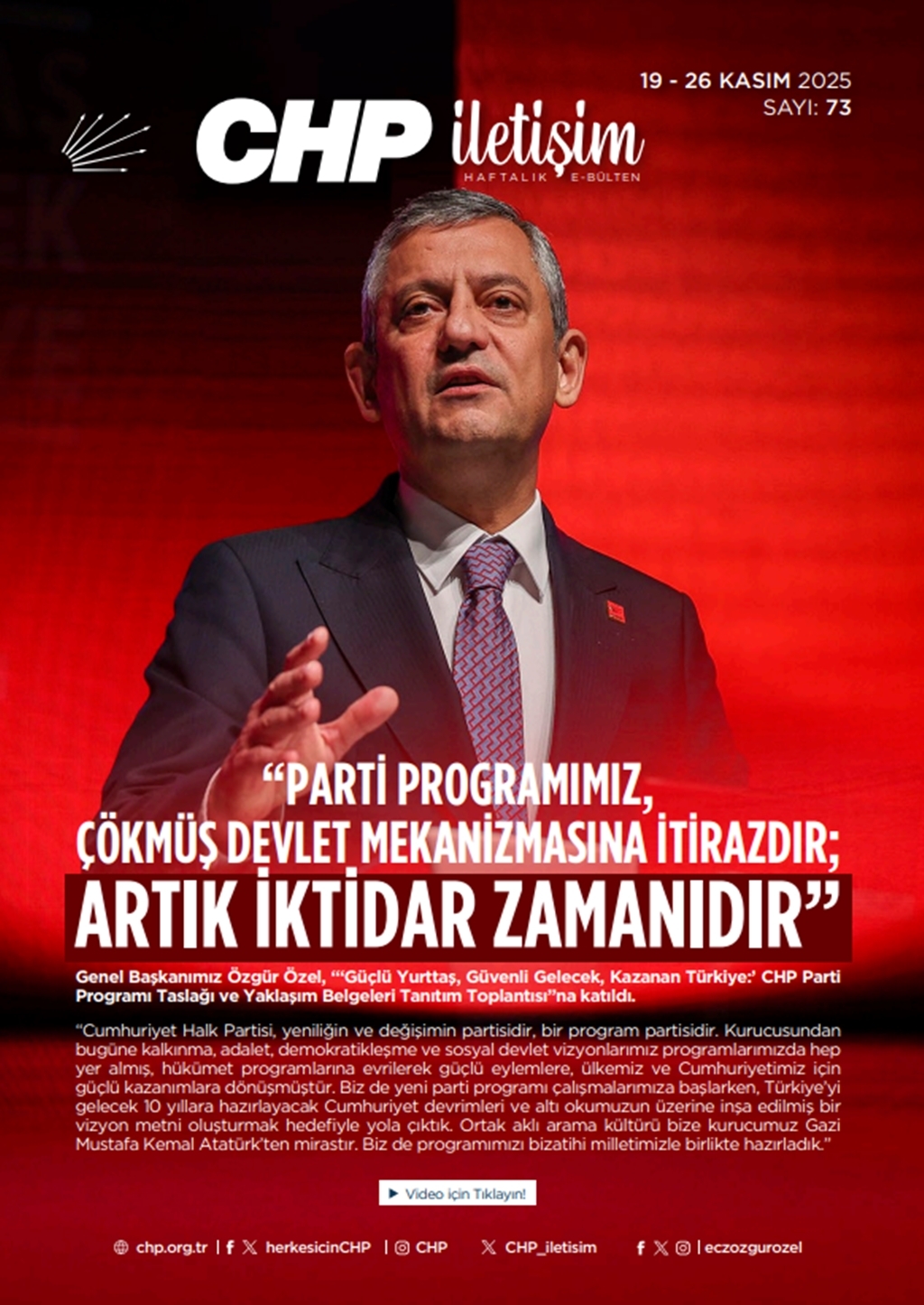 CHP İletişim Haftalık E-Bülten Sayı 73