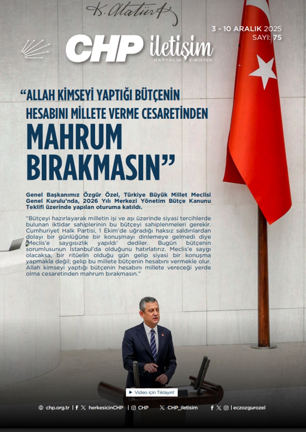 CHP İletişim Haftalık E-Bülten Sayı 75