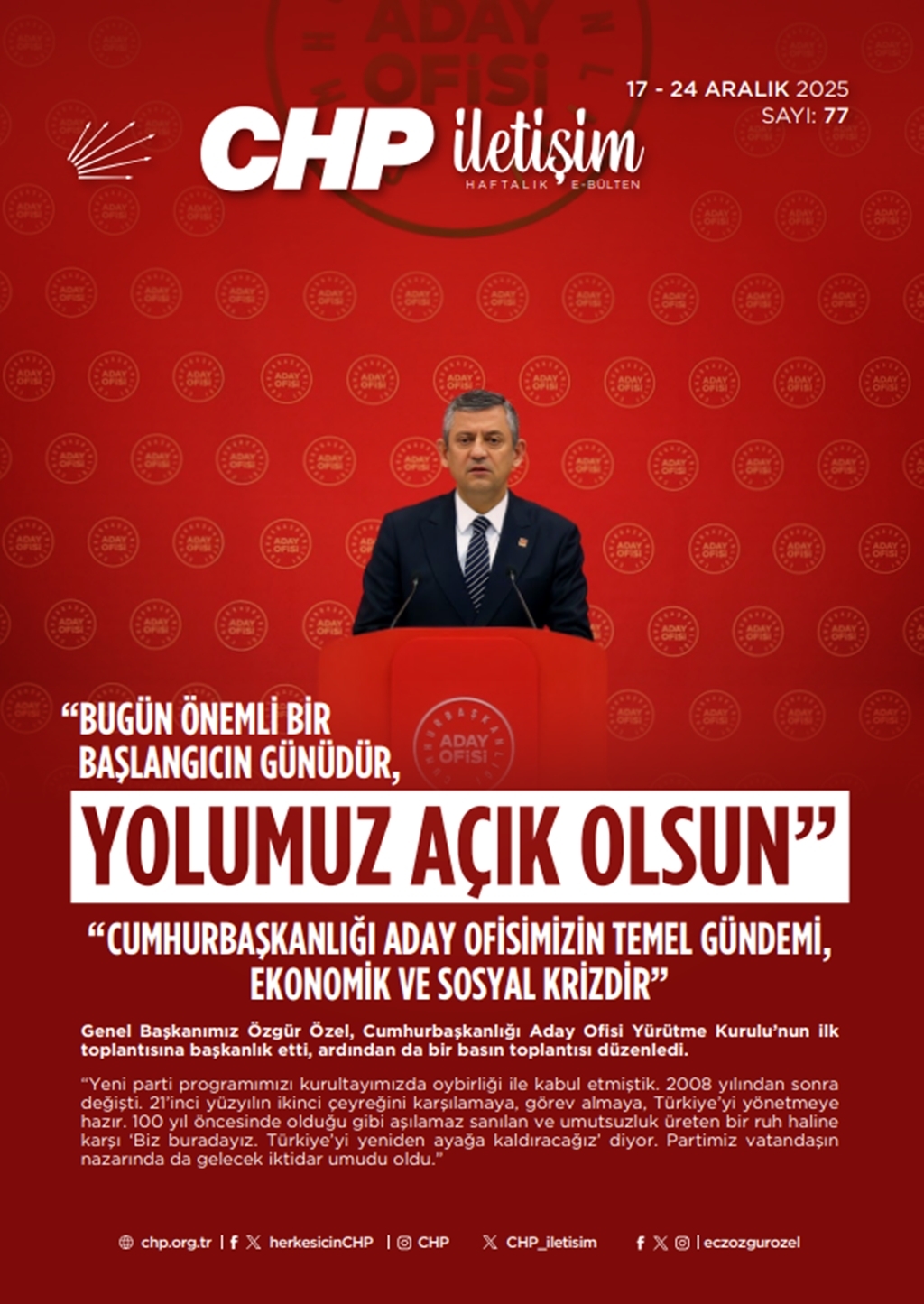 CHP İletişim Haftalık E-Bülten Sayı 77