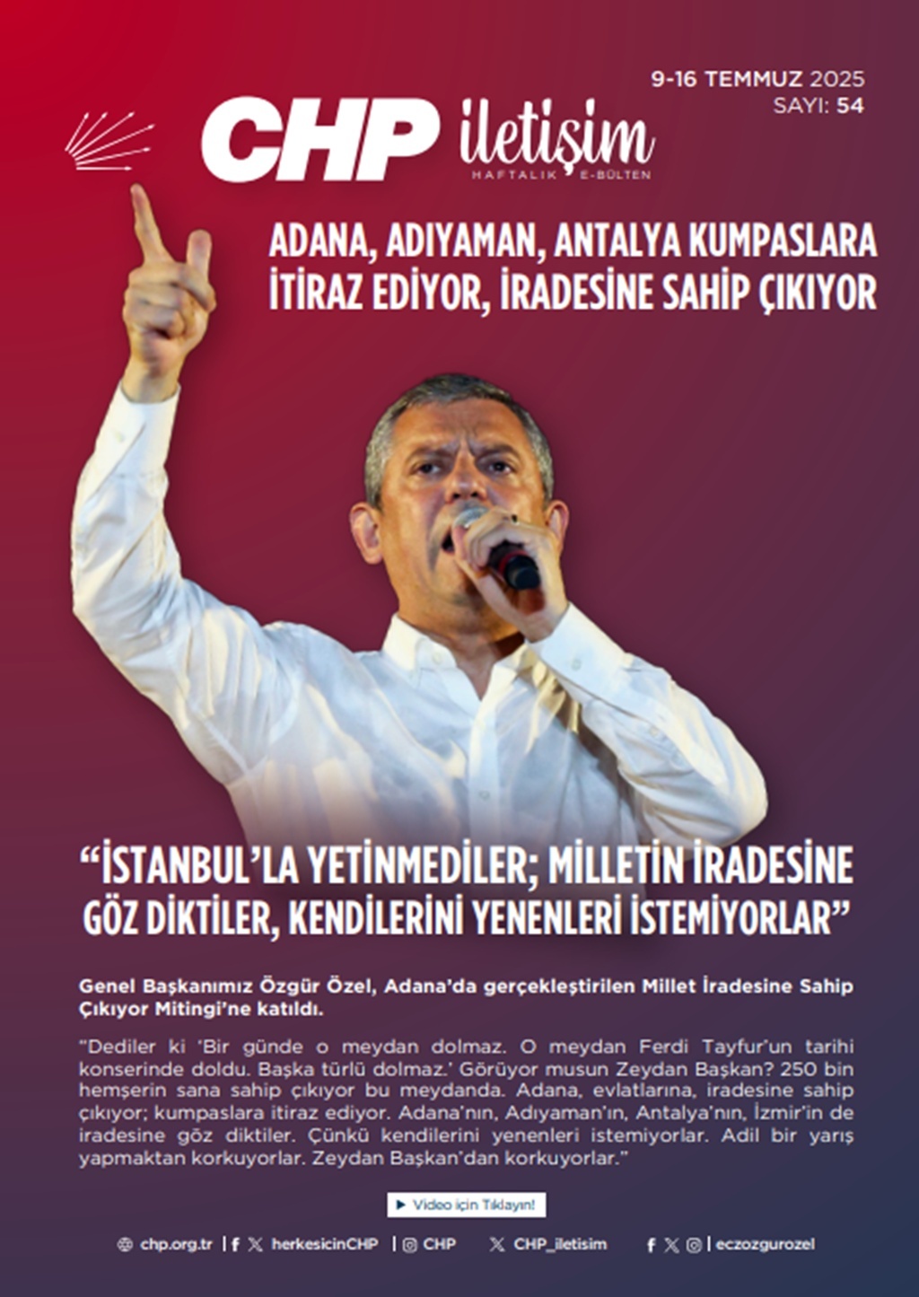 CHP İletişim Haftalık E-Bülten Sayı 54
