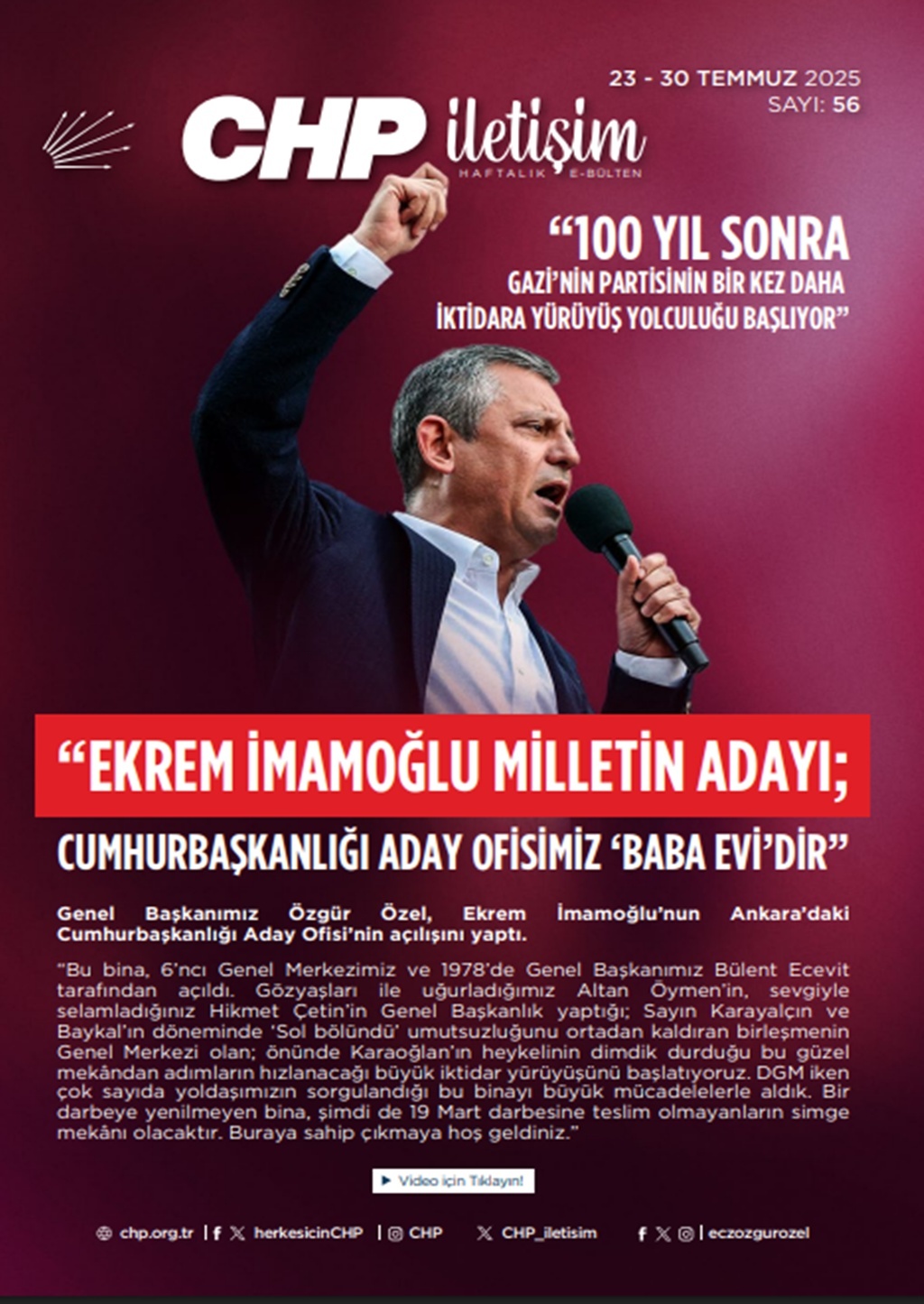CHP İletişim Haftalık E-Bülten Sayı 56