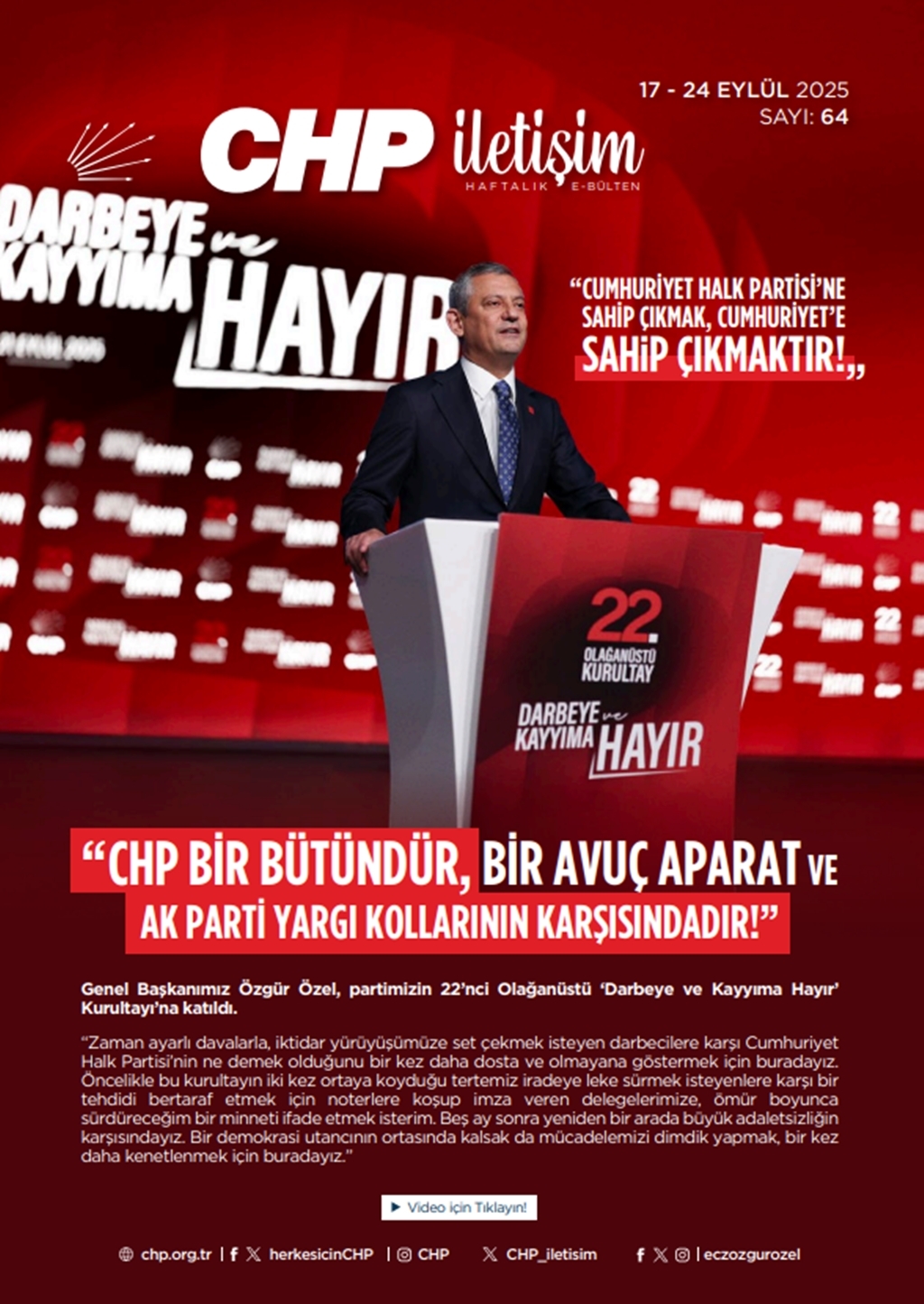 CHP İletişim Haftalık E-Bülten Sayı 64